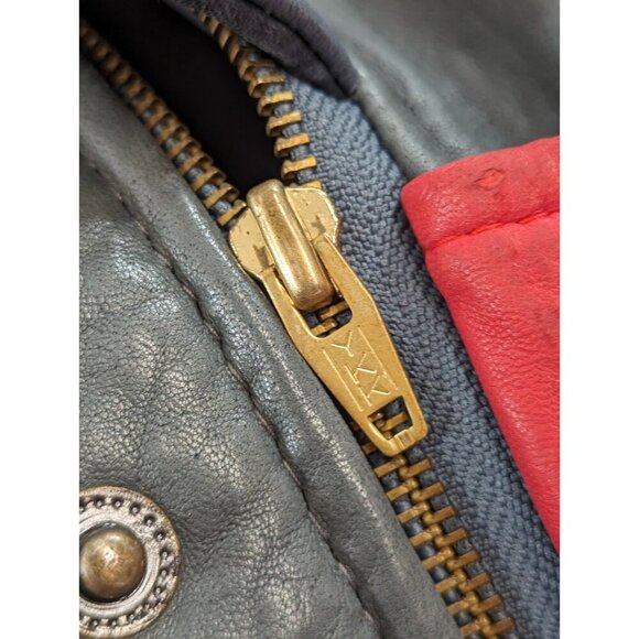 Cordovan Montreal Leather Jacket Grey w/ Red Accent Size 40 Mens Bomber Vtg - Picture 8 of 10